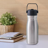 Kuber Industries Pack of 2 Vacuum Insulated Water Bottle | Stainless Steel Sipper Bottle with Handle | Hot & Cold Water Bottle | Leakproof, BPA Free, Rustproof | 780 ML | Steel